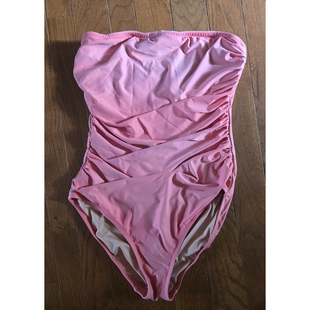 J Crew Ruched Gemma Bandeau Strapless One Piece Pink Size 12